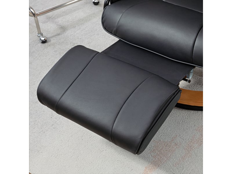 Fauteuil relax pivotant homcom inclinable avec repose-pieds noir simili cuir 150 kg - salon - Conforama D