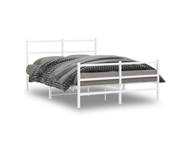  Lit double- lit adulte -  cadre de lit métal sans matelas et pied de lit blanc 135x190 cm  - Conforama A