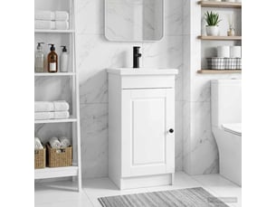 Meuble de salle de bain avec évier blanc brillant shl412