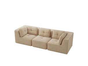 Canapé droit sans cadre, canapé modulaire 3 places, cord, assise profonde, sans montage, beige