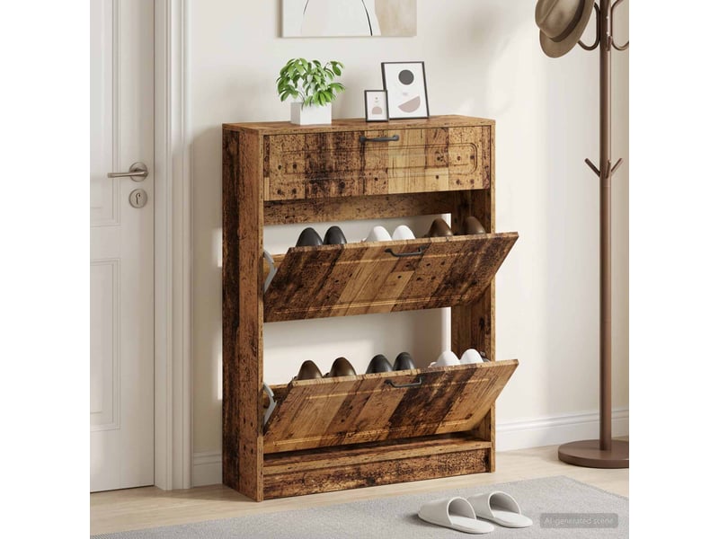  Meuble à chaussures, cabinet à chaussures utrecht 78x24x100 cm bois d'ingénierie shl7013  - Conforama B