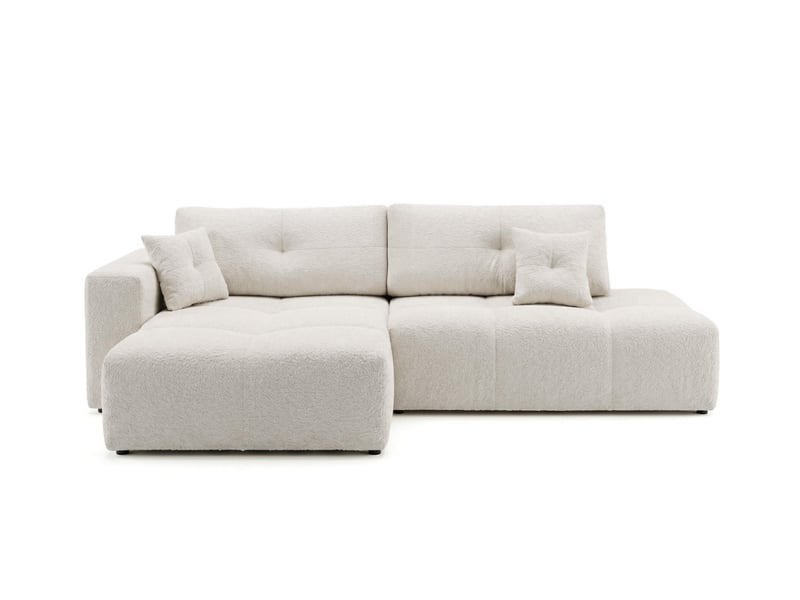  Celine - canapé d'angle fixe convertible 4 places en bouclette  - Conforama E