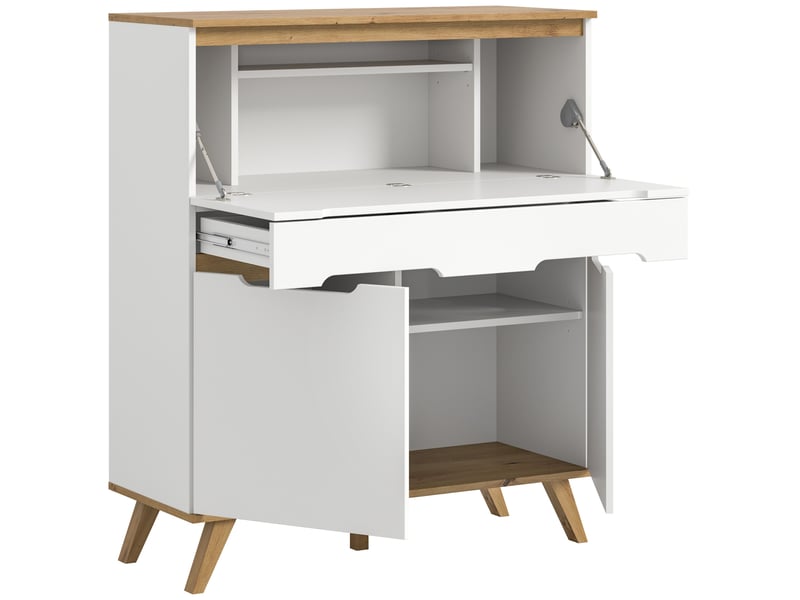 Secrétaire stockholm (lxhxp : env. 100x118x40 cm) blanc  - Conforama C