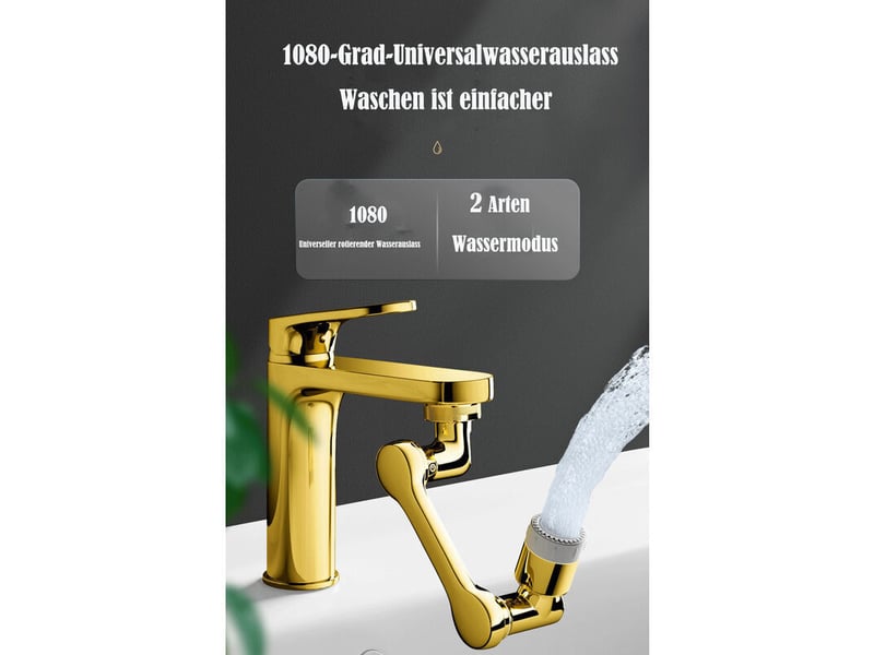  Accessoire d'extension pour robinet, aérateur de robinet rotatif à 1080°, bec mélangeur à double buse (doré) PPL001059TBY - Conforama D