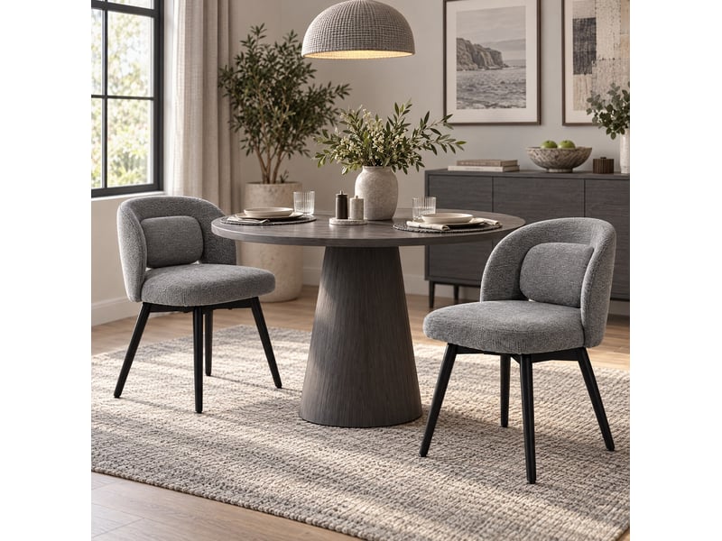  Lot de 2 chaises de salle à manger pivotantes 360° en velours gris 50.5x47x77.5 cm  - Conforama B