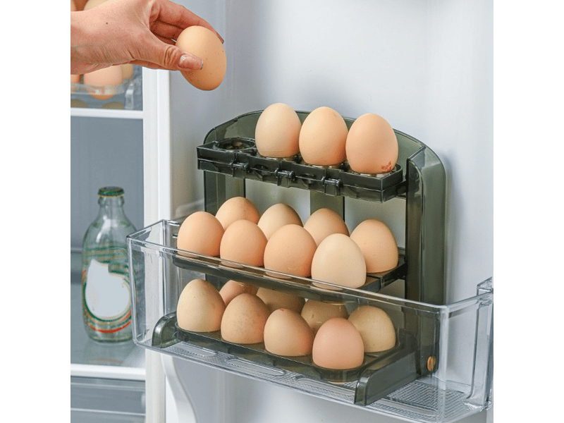  Étagère de rangement pliable à 3 niveaux pour réfrigérateur, organiseur d'œufs pour la cuisine et la maison  - Conforama C