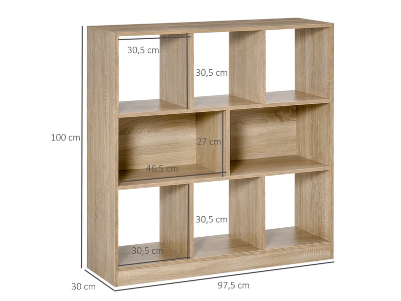  Bibliothèque autoportante, 8 étagères, 97,5 x 30 x 100 cm, aspect chêne  - Conforama E