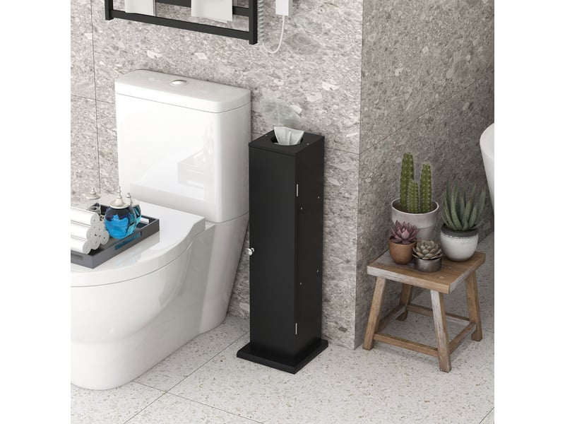 Porte-papier toilette à trois niveaux avec distributeur intégré, pour petites salles de bain, noir - Conforama D