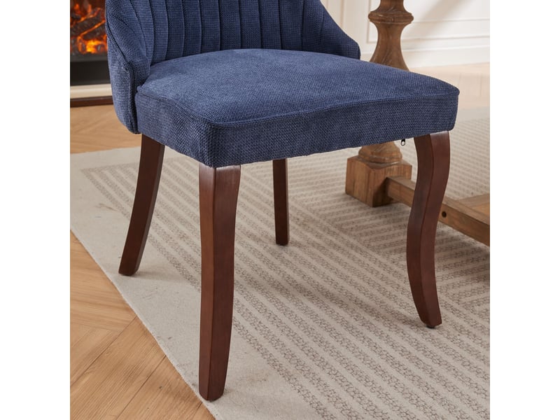  Lot de 2 chaises de salle à manger bleues, pieds en bois massif DE1847BL - Conforama E