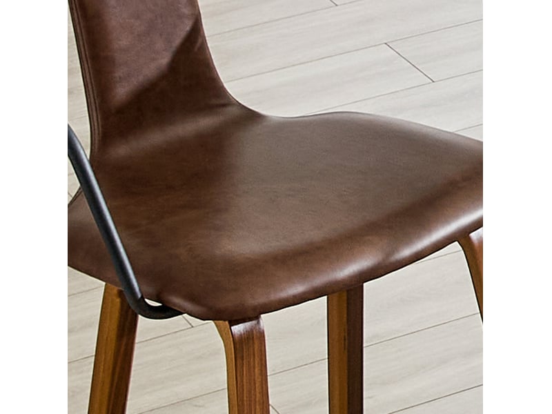  Tabourets de bar 42 cm lot de 2, accoudoirs ergonomiques, chaise haute cuisine, pieds bois, repose-pieds métal, marron  - Conforama E