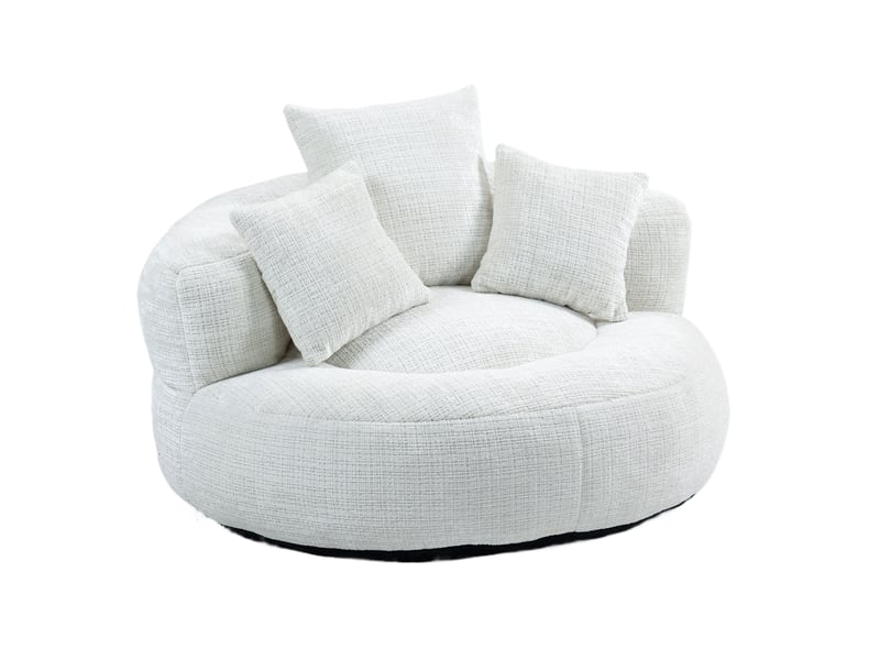  Fauteuil 108x108x52 cm, confort et doux, avec accoudoirs, dossier haut et assise large, chenille, style moderne, beige  - Conforama A