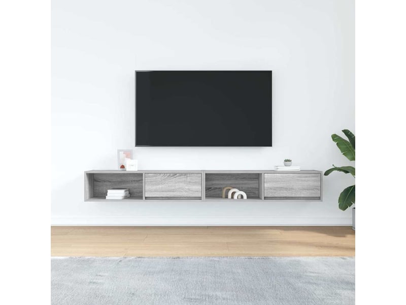  Meubles tv - banc tv - meuble de rangement 2 pcs sonoma gris 100x31x25,5 cm bois d'ingénierie  - Conforama C