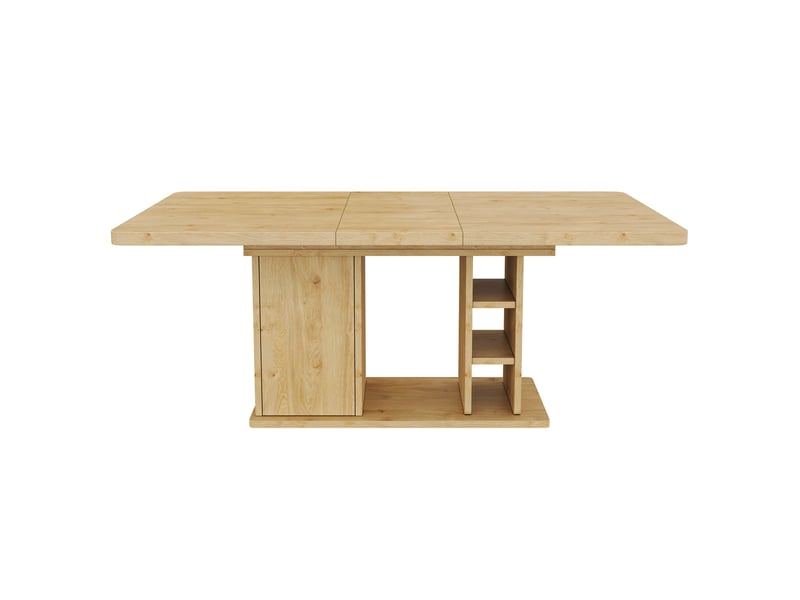  Table à manger extensible, chêne, 140180 × 80 cm, 6-8 personnes, avec rangement, plateau épais, style scandinave  - Conforama A