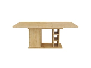 Table à manger extensible, chêne, 140180 × 80 cm, 6-8 personnes, avec rangement, plateau épais, style scandinave