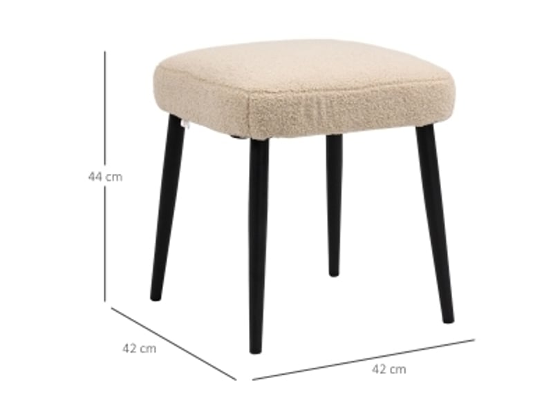  Repose-pied carré avec assise rembourrée et pieds en acier, tabouret d'appoint en polyester beige 42 × 42 × 47 cm  - Conforama C