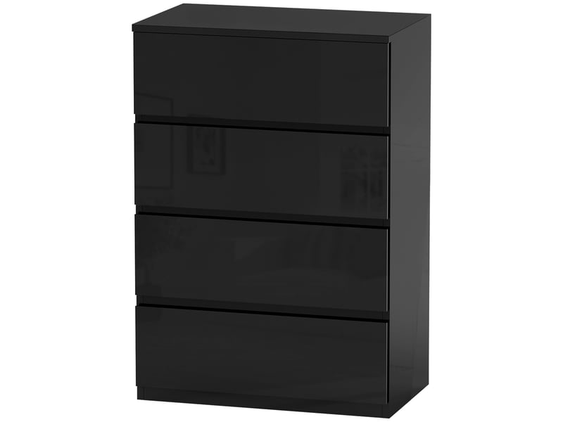  Commode en bois à 4 tiroirs, meuble de chambre moderne et multifonctionnel, 55 x 33 x 80 cm, noir  - Conforama B