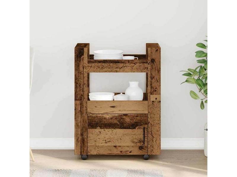  Desserte de cuisine, chariot de rangement bois ancien 60x45x80 cm shl62918  - Conforama D