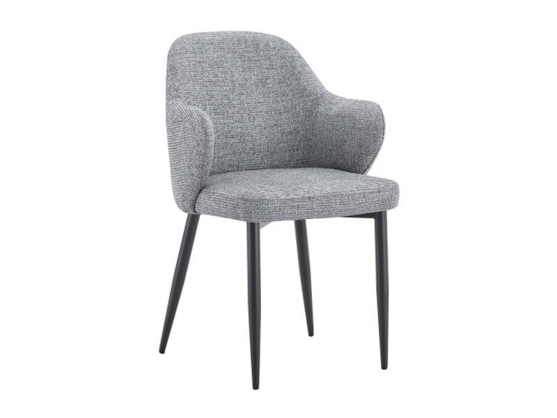  Lot de 2 chaises de salle à manger gris en tissu - hauteur 83 cm - pieds croisés métal renforcé - dossier enveloppant  - Conforama A