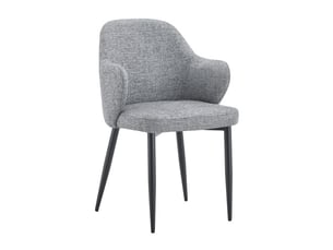 Lot de 2 chaises de salle à manger gris en tissu - hauteur 83 cm - pieds croisés métal renforcé - dossier enveloppant