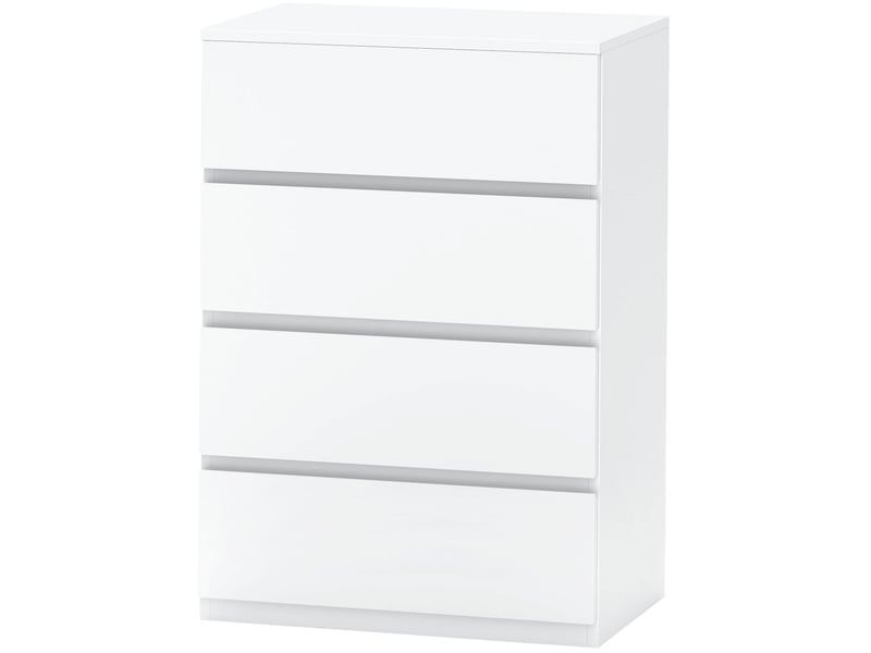  Commode blanche avec 4 tiroirs, dimensions 55 x 33 x 80 cm, en bois, idéale comme sideboard ou rangement  - Conforama D