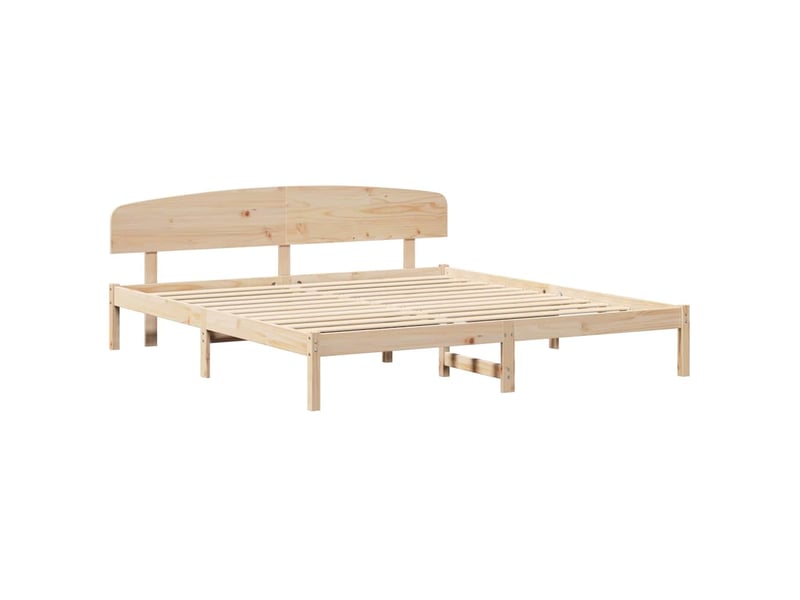 Lit double- lit adulte - cadre de lit avec tête de lit naturel 200 x 200 cm pin massif - Conforama C