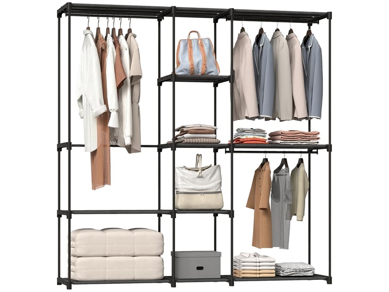  Armoire dressing ouverte en acier et tissu noir  - Conforama A