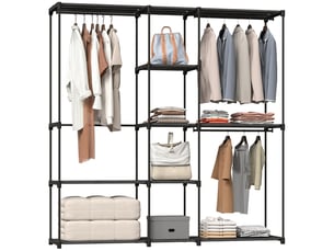 Armoire dressing ouverte en acier et tissu noir