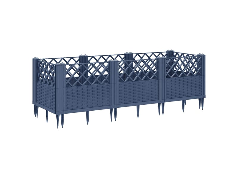  Jardinière - bac à fleurs avec piquets bleu gris 123,5x43,5x43,5 cm pp  - Conforama E