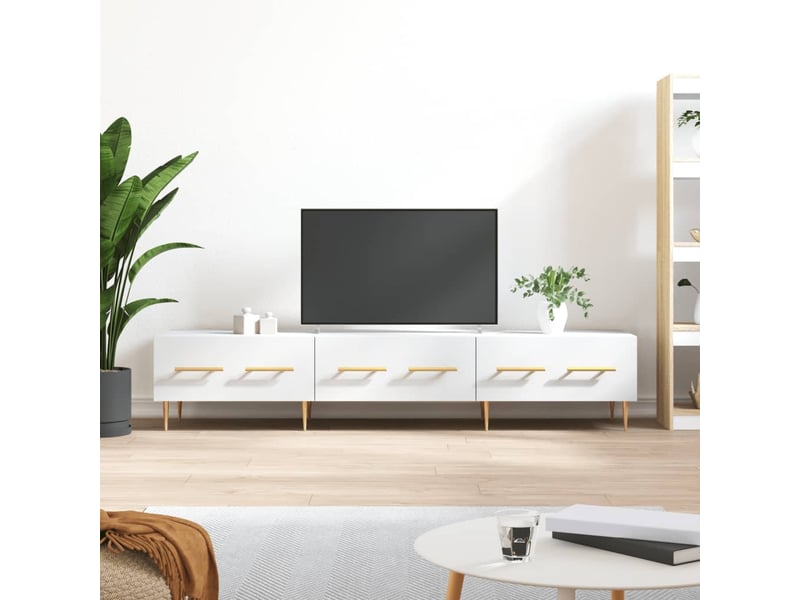  Meuble tv - banc tv - meuble de rangement blanc 150x36x30 cm bois d'ingénierie  - Conforama B