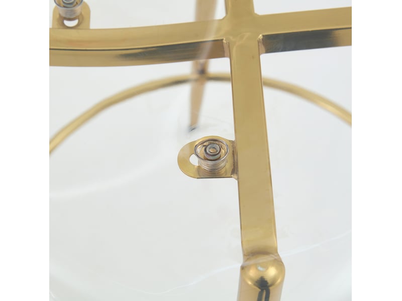  Lot de 2 tabourets de bar 66 cm avec dossier transparent et repose-pieds, meuble de cuisine, métal, or et transparent  - Conforama E