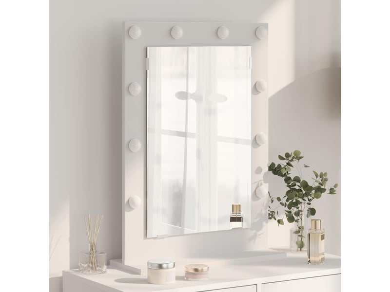  Miroir de vanité, miroir de coiffeuse blanc 70 x 50 x 18 cm verre et bois composite cf62739  - Conforama B