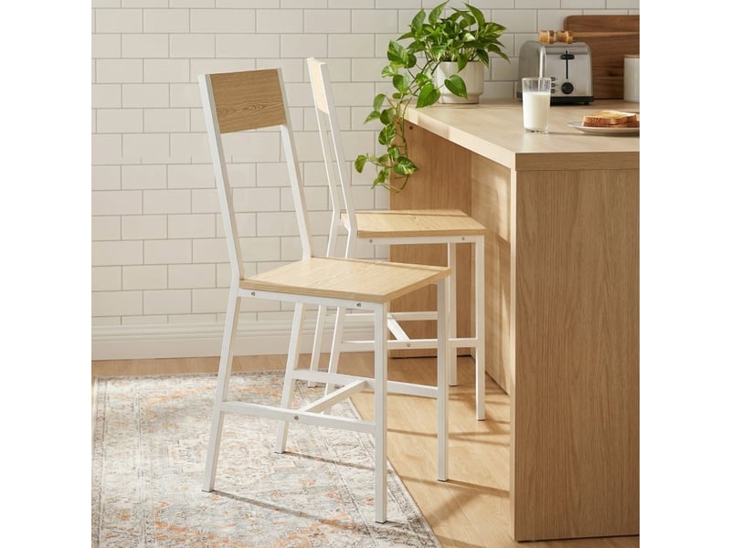  Chaise lorval lot de 2 chaises de cuisine dossier incliné naturel blanc  - Conforama E