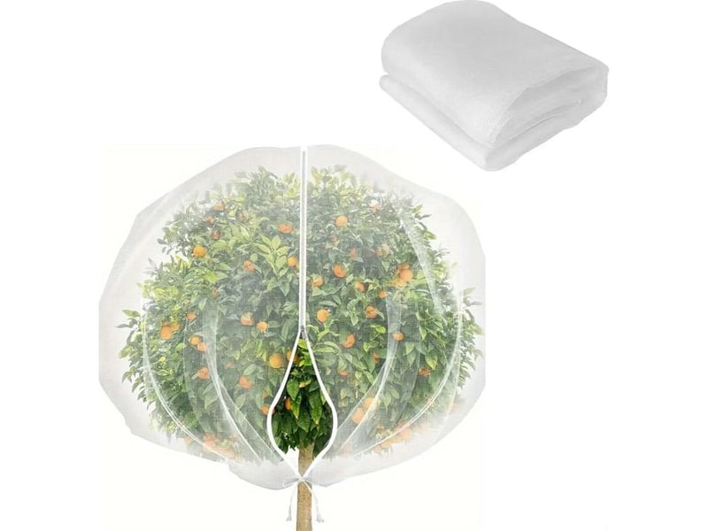 Filet de protection pour arbres fruitier 2 × 2,4 m – housse anti-insectes avec fermeture éclair et cordon, filet anti-oiseaux et animaux pour jardin et plantes - Conforama A