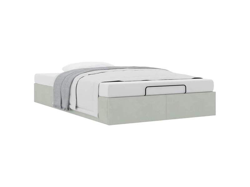 Lit double- lit adulte - cadre de lit ottoman sans matelas gris clair 120x200 cm velours - Conforama D