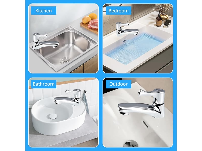  Robinet salle bain, robinet lave main eau froide, robinet eau froide uniquement, monocommande robinet lavabo, robinet eau froide lave main  - Conforama E