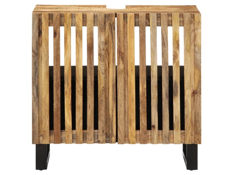  Armoire lavabo de salle de bain, cabinet de salle de bain 62x34x58cm manguier massif brut cf65600  - Conforama C