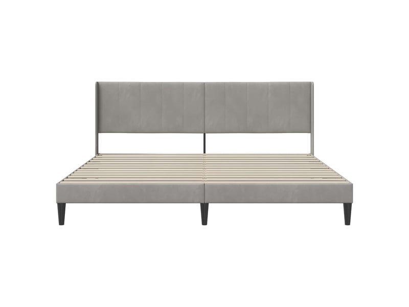  Lit double- lit adulte -  cadre de lit avec tête de lit gris clair 200 x 200 cm velours  - Conforama C