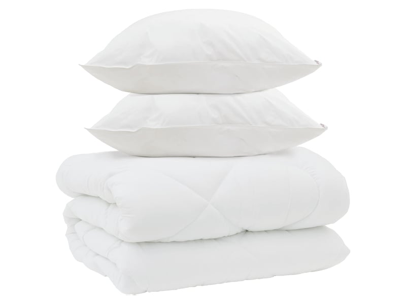  Duvet d'hiver avec oreiller 3 pièces - couette blanc microfibre  - Conforama A