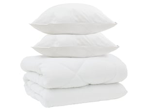 Duvet d'hiver avec oreiller 3 pièces - couette blanc microfibre
