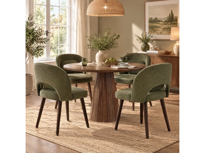  Lot de 2 chaises de salle à manger,avec pieds en bois,velours,vert foncé  - Conforama D