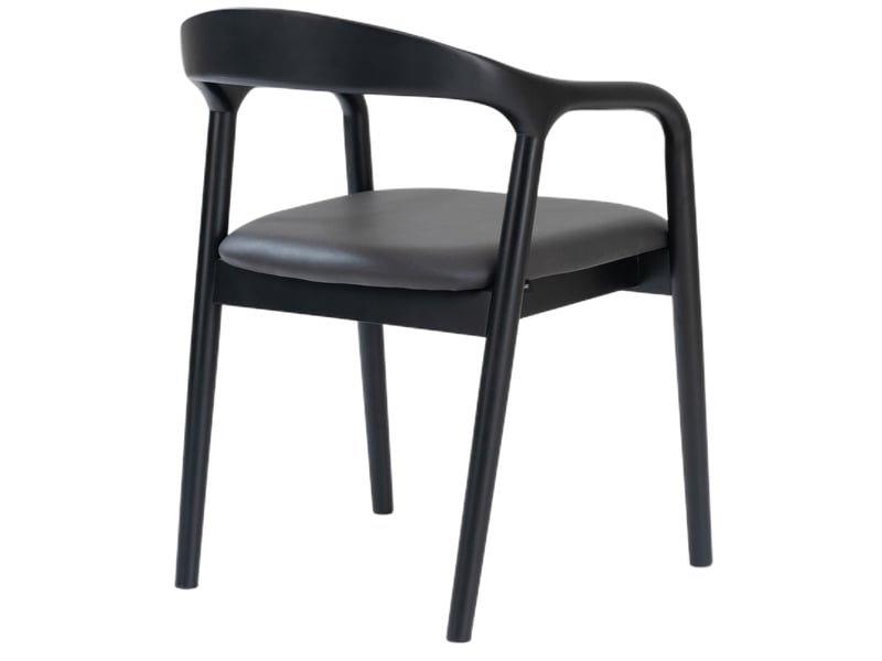  Selsey battione - chaise de salle à manger en bois avec accoudoirs - 56 cm - similicuir noir avec pieds noirs Battione - Conforama E