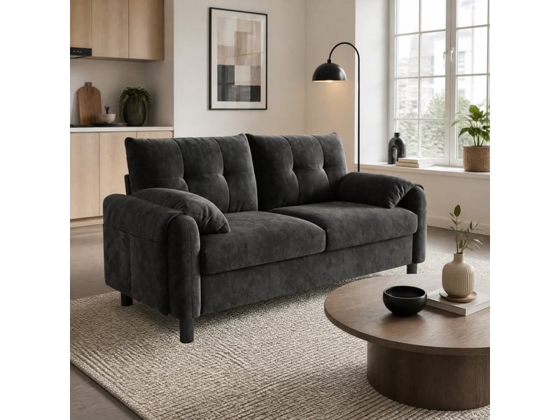  Canapé 2 places modenvie en chenille gris 158 x 80 x 88,5 cm avec poches latérales  - Conforama E