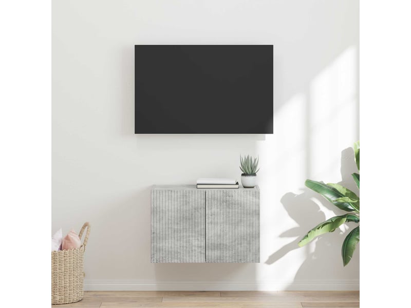  Meuble tv - banc tv - meuble de rangement mural 59,5 x 31 x 40 cm gris béton bois d'ingénierie  - Conforama B