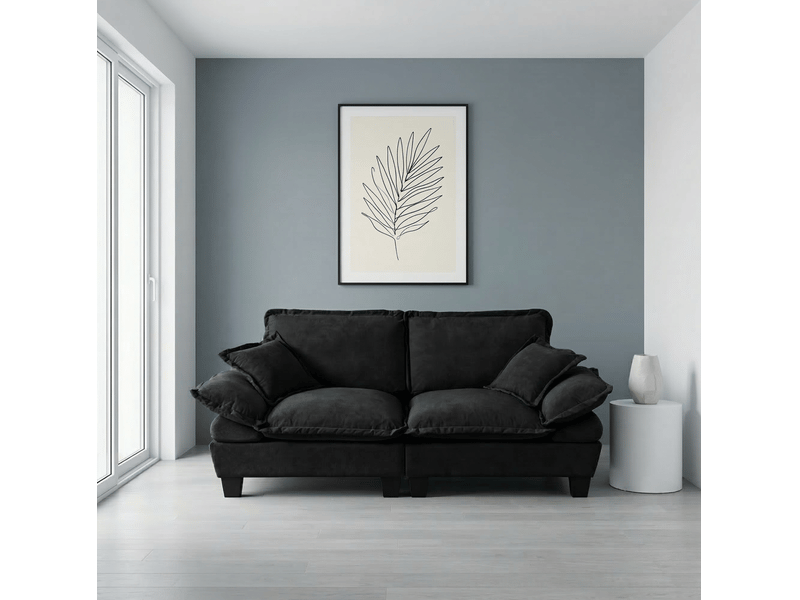 Canapé 2 places modenvie voilier en chenille noir avec accoudoirs amovibles 194 x 82 x 90 cm - Conforama B