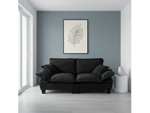 Canapé 2 places modenvie voilier en chenille noir avec accoudoirs amovibles 194 x 82 x 90 cm