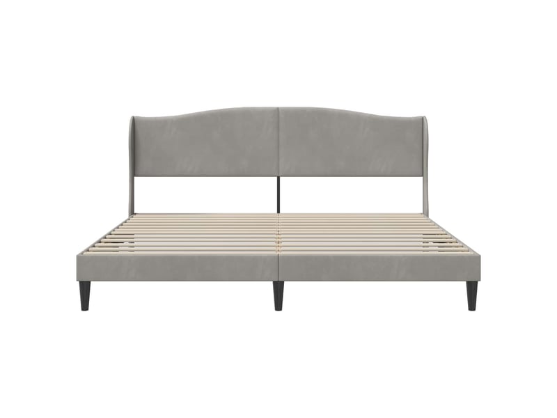  Lit double- lit adulte -  cadre de lit avec tête de lit gris clair 200 x 200 cm velours  - Conforama C