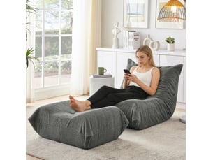 Fauteuil relax manuel <strong>DESMIU</strong> Tissu bouclette gris