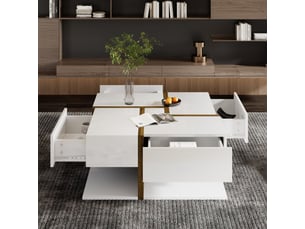 Table basse carré(e) coloris blanc - 78 cmx78 cm