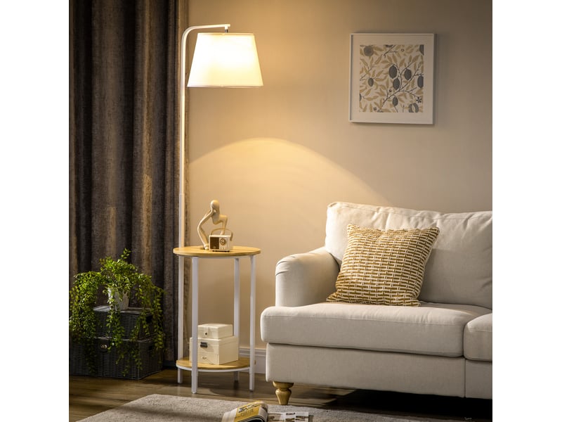  Lampadaire 43x39,5x162 cm avec 2 rangements bois métal blanc  - Conforama B