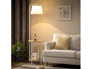 Lampadaire 43x39,5x162 cm avec 2 rangements bois métal blanc